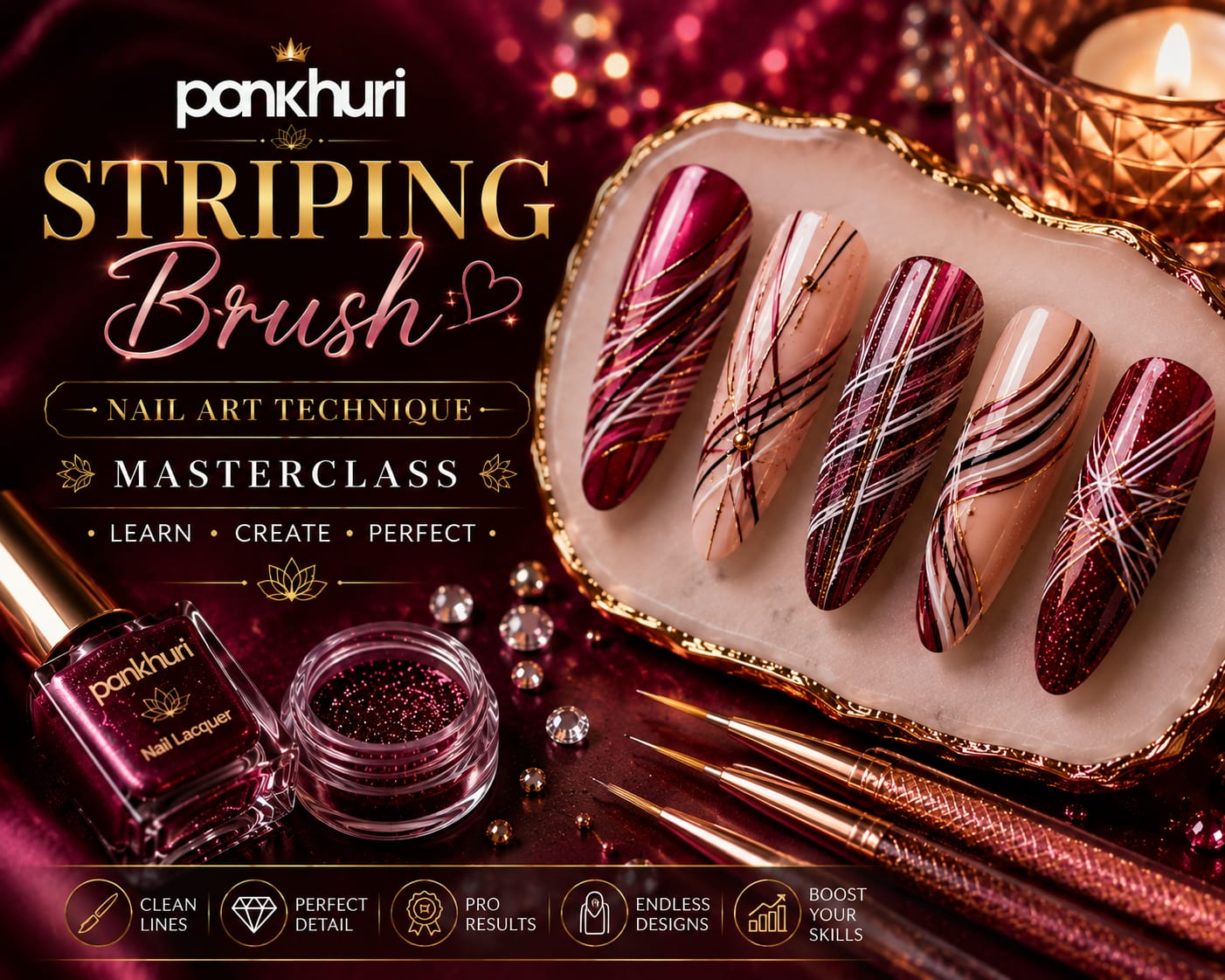 Striping Brush Nail Art Technique